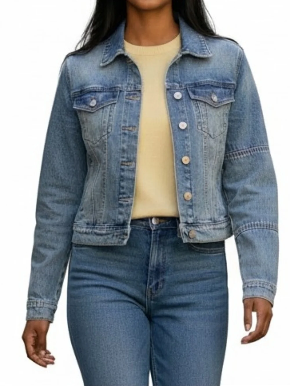 Free People Trucker Jacket Women Size S Acid Wash Light Denim Cotton Blend - Picture 2 of 11